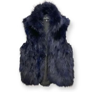 ADRIENNE LANDAU Blue Fur Vest |Size:Medium|